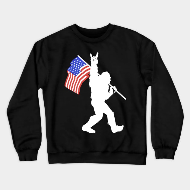 American Flag Bigfoot Crewneck Sweatshirt by JameMalbie